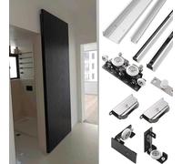 Concealed Sliding Door Kit with Soft Close - Trackless Ghost Door Hardware for Single Wooden Barn Door - Easy Installation Modern Design Space-Saving Solution