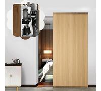 Concealed Sliding Door Rail Hardware Kit, Soft Close Hidden Closet Door with Floor Guide, Wall Mount Trackless Floating Garage Ghost Door Track(51.1in/130cm)