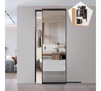 Concealed Sliding Mirror Door Hardware, Ghost Door Trackless with Soft Close Mechanism, Bypassing Wardrobe Closet Door Track 81-180cm Long(180cm/71in)
