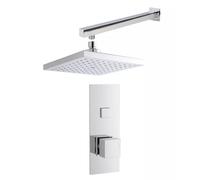 Concealed Square Push Button 1 Outlet Valve, Arm & Head Shower Bundle Set - Chro