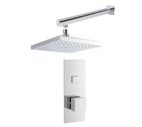 Concealed Square Push Button 1 Outlet Valve, Arm & Head Shower Bundle Set - Chrome - Balterley