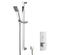 Concealed Square Push Button 1 Outlet Valve & Slide Rail Kit Shower Bundle Set - Chrome - Balterley