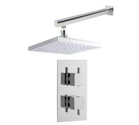 Concealed Square Twin Valve, Arm & Head Shower Bundle Set - Chrome - Balterley
