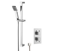 Concealed Square Twin Valve & Slide Rail Kit Shower Bundle Set - Chrome - Balterley