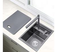 Concealed Stainless Steel Bar Sink with Cover Plate Single Bowl Kitchen Sink Includes Accessories and Faucet for Hotels, Restaurants, and Kitchens(45 * 55cm(17.7 * 21.7in))