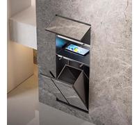 Concealed Toilet Paper Holder, Stainless Steel Wall-Mounted Design, No Drill Installation, Includes Shower, Trash Can & Toilet Brush for Bathroom nization