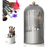 Concealed Toothbrush Holder, 2025 Upgraded Concealed Toothbrush Holder with Cover, Make up Brush Holder Organizer, 360° Rotating Waterproof for Toothbrush Toothpaste with Anti-slip Base (Black)