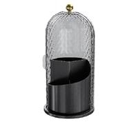 Concealed Toothbrush Holder,360 Rotating Toothbrush Holder,Rotating 3 Slots Bathroom Organizer Countertop,Toothbrush Organizer with Cover,Waterproof Dustproof Toothpaste Holder for Bathroom