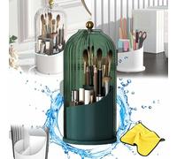 Concealed Toothbrush Holder, Covered Toothbrush Holders For Bathrooms, Make up Brush Holder Organizer, Tooth brush Holder with Cover, 360 Rotating Waterproof Toothpaste Holder (Green)