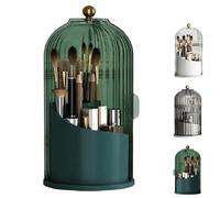 Concealed Toothbrush Holder,Make up Brush Holder Organizer, Bathroom Counter Organizer, 360 Rotating Waterproof Dustproof Toothpaste Holder, Covered Makeup Brush Holder (Transparent green)