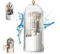 Concealed Toothbrush Holder, Toothbrush Holders with Cover, Toothbrush Organizer with Cover, 360° Rotating Bathroom Waterproof Dustproof Toothbrush Holder for Vanity (White)