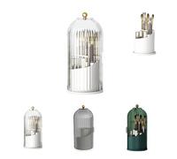 Concealed Toothbrush Holder,Toothbrush Holders With Sliding Lid, Bathroom Counter Organizer,Tooth Brush Holder For Bathroom,360 Rotating Waterproof Dustproof Makeup Brushes Storage For Vanity (White)