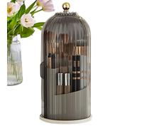 Concealed Toothbrush Holder, Toothbrush Holders With Sliding Lid, Covered Makeup Brush Holder 360° Rotating 3 Slots Bathroom Organizer, Waterproof Dustproof Beauty Cosmetics Brushes Storage For Vanity