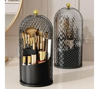 Concealed Toothbrush Holder,Toothbrush Holders with Sliding Lid, Rotating 3 Slots Bathroom Organizer Countertop,Waterproof Dustproof Beauty Brushes Storage,Cosmetics Display Case for Vanity Bathroom