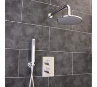 Concealed Twin Thermostatic Shower Mixer Valve 2 Outlets Round Head