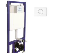 CONCEALED WALL HUNG WC TOILET CISTERN FRAME WITH WHITE FLUSH PLATE