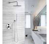 Concealed Wall-mounted Bathroom Set Function Metal Brushed Silver 10 Inch Round Top Spray Hand Shower System Not Rusting