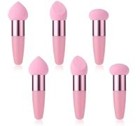 Concealer Sponge Powder Applicator 6 PC Makeup Eye Cream Tool Eyebrow Eyeliner Sponges Blender Brush Beauty Puff Handle Round Head Foundation Foam Tip Applicators Make Up Cosmetic Sponge For Eyeshadow