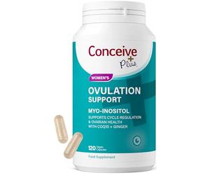 Conceive Plus Ovulation Support - PCOS Supplement with Myo-Inositol & D-Chiro Inositol, Folate, Ginger and CoQ10 - Pregnancy Vitamins for Women - Hormone Balance for Women - 120 Capsules