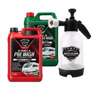 Concentrated Caravan Cleaning Kit With Pump Handheld Sprayer - Stage 1 Pre Wash Cleaner & 2 Super Carnauba Wax Shampoo, Exterior