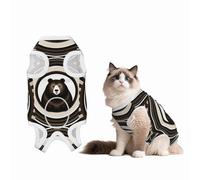Concentric Circles Brown Bear Dog Surgery Suit Recovery Suit, 100% Cotton Breathable Full Body Dog & Cat Surgical Suit with Cute Prints, Male & Female Pets Small