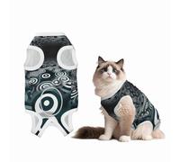 Concentric Circles Dog Surgery Suit Recovery Suit, 100% Cotton Breathable Full Body Dog & Cat Surgical Suit with Cute Prints, Alternative to Cone for Spay Neuter Wound Care, Male & Female Pets Medium