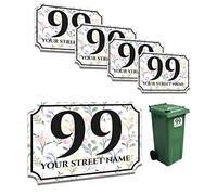 Concept Graphics 4x Custom Personalised Floral House Numbers & Street Name Vinyl Decal Stickers for Wheelie Bins