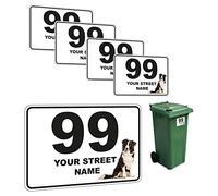 Concept Graphics x4 Border Collie Fog Custom Personalised House Numbers & Street Name Decal Stickers for Wheelie Bins