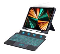 Concept Kart Keyboard Case for iPad 10th Generation 10.9 inch Cover with Kickstand, 7 Color Backlit, Multi-Gesture Large Touchpad, Magnetically Detachable Keyboard, Pencil Holder, Protective case