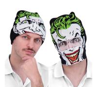 Concept One Unisex's Dc Comics The Joker Roll Down Cuff Beanie Hat, White, One Size