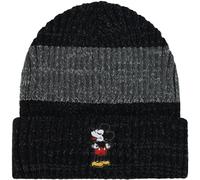 Concept One Disney Mickey Mouse Cuffed Beanie Hat, Knitted Stocking Cap, Black/Grey, One Size