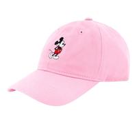 Concept One Disney Mickey Mouse Embroidered Cotton Adjustable Dad Hat with Curved Brim, Pink, One Size