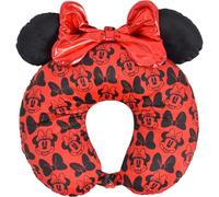 Concept One Disney Minnie Mouse Travel Neck Pillow with 3D Ears and Bow for Airplane, Car and Office Comfortable and Breathable, Red/Black