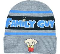 Concept One Unisex's Family Guy Stewie Knitted Acrylic Cuffed Beanie Hat, Heather Grey, One Size