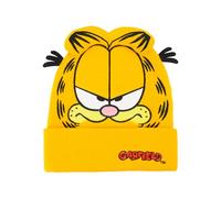 Concept One Garfield Beanie Hat, Peruvian Winter Knit Cap with 3D Cat Ears and Tassels, Orange Cuff, One Size