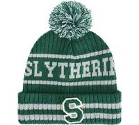 Concept One Harry Potter Beanie Hat, Hogwarts Collegiate Winter Knit Cap with Cuff and Pom, Slytherin, One Size