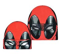 Concept One Marvel Deadpool Roll Down Cuff Beanie Hat, Red/Black, One Size, Red/Black, One Size