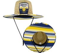 Concept One Men's Corona Extra Sun Hat, Adult Large Wide Brim Straw Lifeguard Cap Women, Beach and Pool Accessories, Stripes, One Size (Pack of 6)