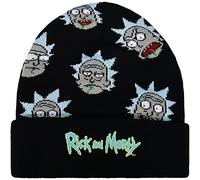 Concept One Morty Logo and Rick Sanchez Head Knitted Cuff Beanie Hat, Black, One Size