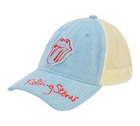 Concept One Rolling Stones Men's Trucker Hat, Lips Logo Adjustable Snapback Baseball Cap with Curved Brim, Denim, One Size