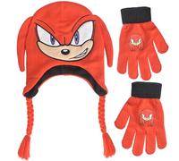 Concept One Sonic The Hedgehog Kids Knitted Winter Hat and Gloves Set, Knuckles, One size