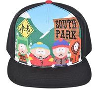 Concept One South Park Gang 8-bit Style Adjustable Snapback Baseball Hat with Flat Brim, Black, One size