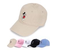 Concept One Unisex Disney Mickey Mouse Embroidered Cotton Adjustable Dad Hat with Curved Brim Baseball Cap