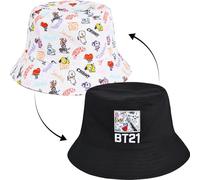 Concept One Unisex's Bt21 Line Friends Bucket Hat, Wide Brim Packable Summer Travel Cap for Men and Women, Reversible, Multi, One Size