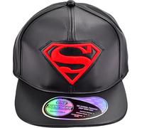 Concept One Unisex's Dc Comics Superman Snapback, Adult Baseball Hat with Flat Brim and 3D Embroidered Shield Logo Cap, Black, One Size