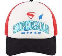 Concept One Unisex's Dc Comics Superman Trucker Hat, Adult Snapback Cap with Curved Brim Baseball, White, One Size