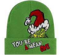 Concept One Unisex's Dr. Seuss The Grinch Beanie Hat, Adult Knit Roll Down Cuffed Winter Cap, Green, Medium