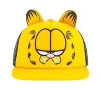 Concept One Unisex's Garfield Trucker Hat, Adult Cotton Baseball Cap with Curved Brim and 3D Ears, Black/Orange, One Size
