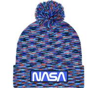 Concept One Unisex's NASA Logo Knitted Acrylic Intarsia Winter Beanie Hat with Cuff and Pom, Multi, One Size