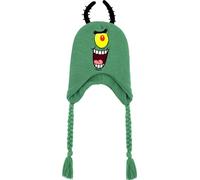 Concept One Unisex's Spongebob Squarepants Beanie Hat, Plankton Peruvian Winter Knit Cap with 3D Antenna and Braided Tassels, Teal, One Size